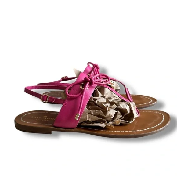 Kate Spade New York Carlita Pink Leather Bow Thong Sandals Size 10 - Picture 5 of 6